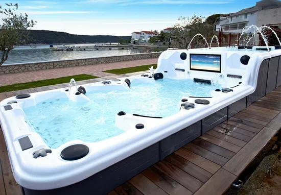 Sunrans Large Capacity 12 People SPA Pool Hot Tub 8 Meters Long Outdoor Acrylic Above Ground Balboa System Dual Zone Swim SPA Swimming Pool 